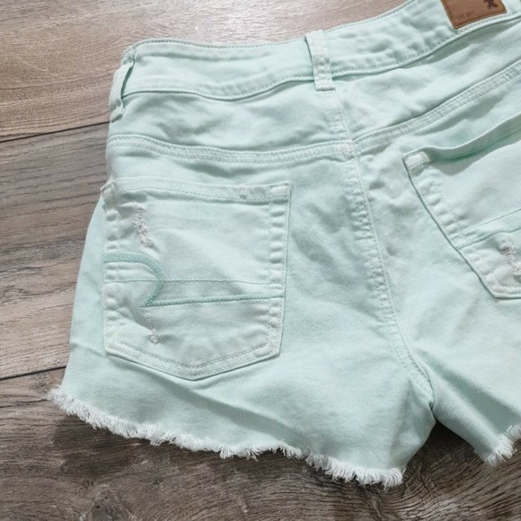 American Eagle Women Girls Jean Short Shorts Size 2 Daisy Dukes Seafoam Destress - Picture 10 of 12